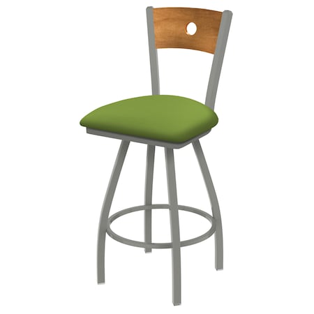 30 Swivel Counter Stool,Nickel Finish,Med Back,Canter Green Seat